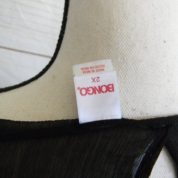 BONGO WM'S BLACK SWIMSUIT COVER-UP W/PINK POM POMS SZ 2X - Picture 4 of 4